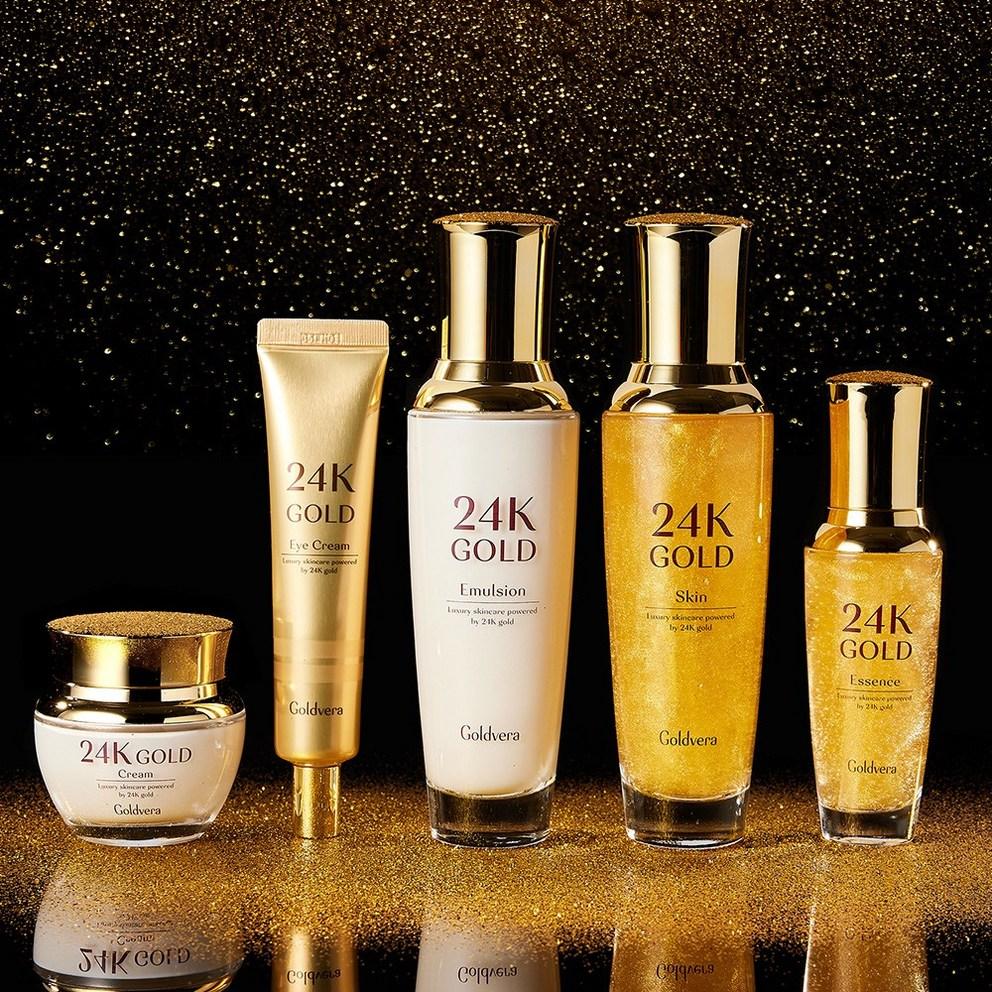 [Gold Vera] 24K Gold Skincare 5-Piece Set - Anti-Wrinkle, Whitening, Firming, and Moisturizing
