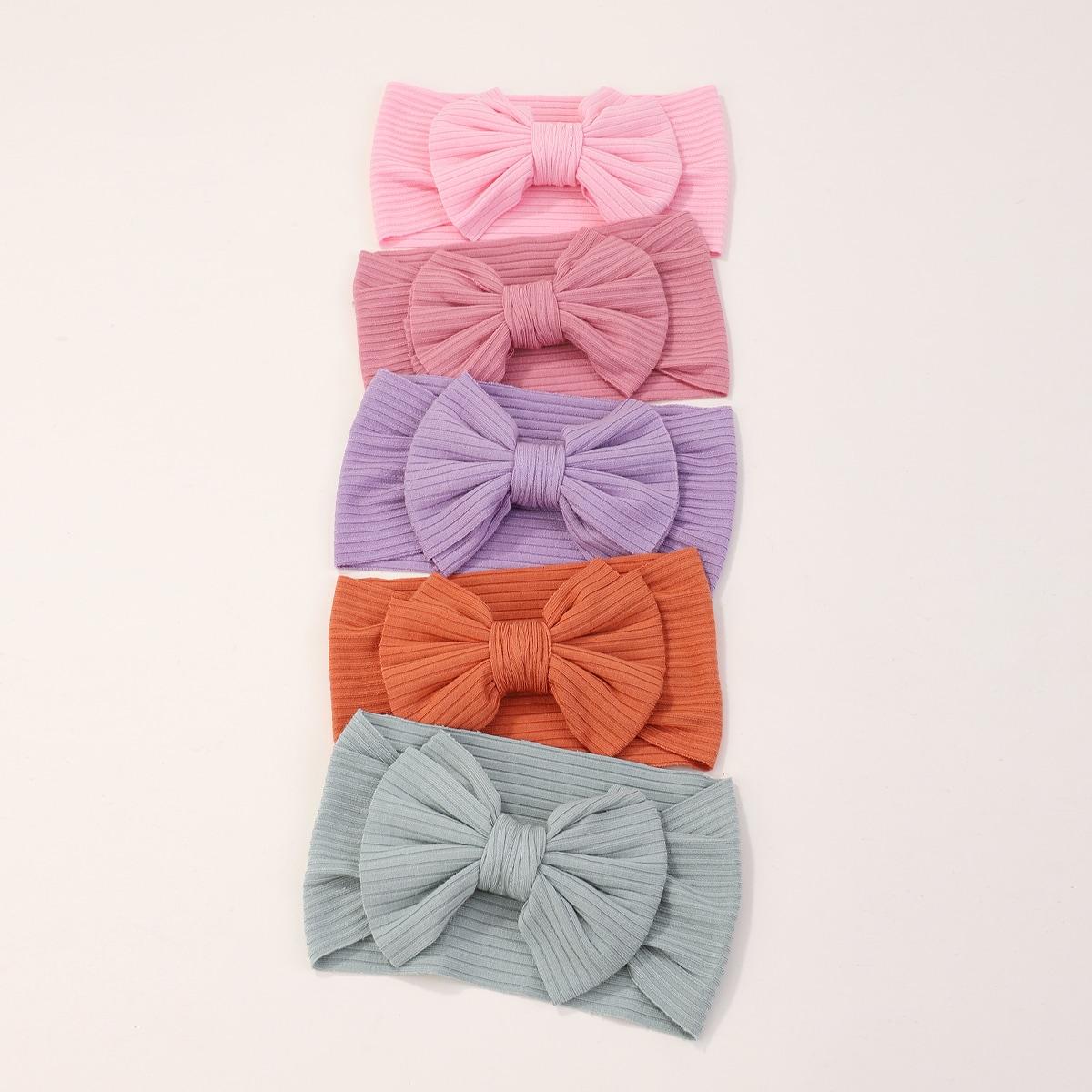 

5 шт./набор Вязаная детская повязка на голову Однотонные полоски Милая повязка с бантом для младенцев, малышей, детей, спортивные аксессуары для волос