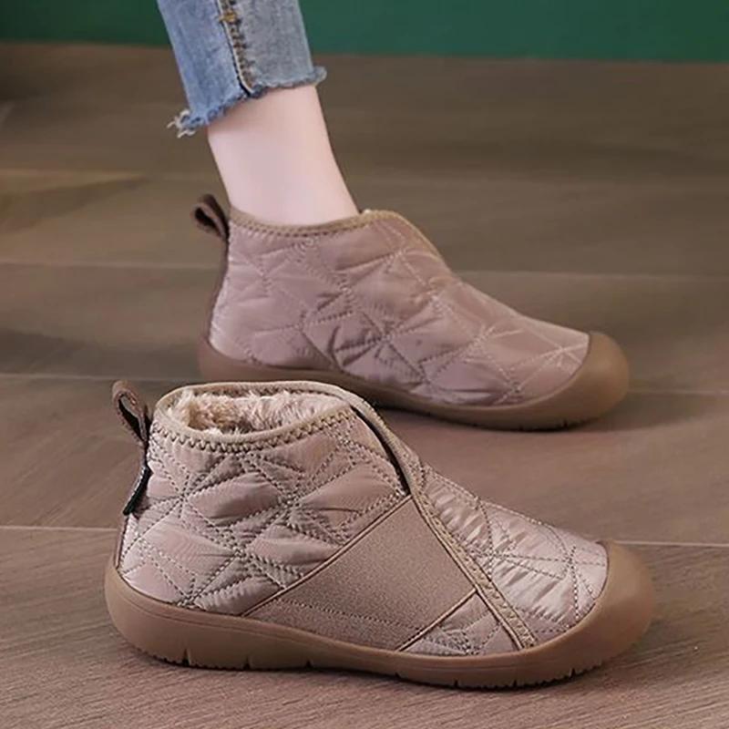 Fashion Simple Women Cotton Shoes Plush Warm Womens Snow Boots Lightweight Comfortable Women Casual Shoes in Winter Botines Para Mujeres