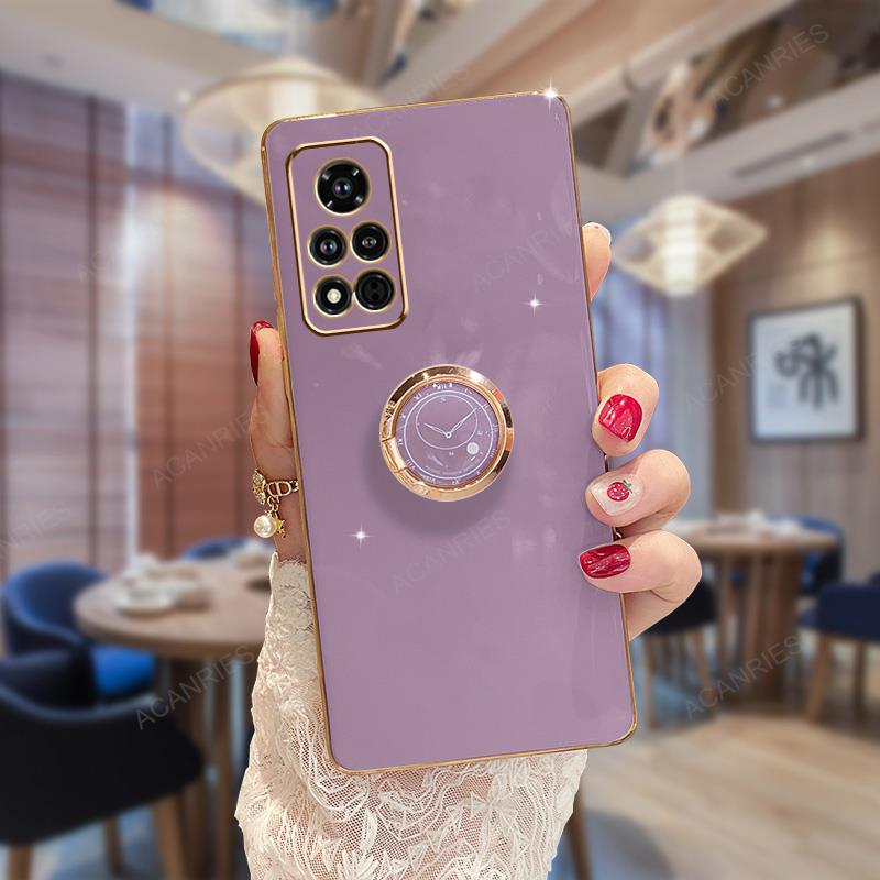 Redmi12 Ring Holder Stand Case For Xiaomi Redmi Note 12 Pro 4g 5g Luxury Plating Bumper Silicone Back Cover On Note12 12pro Plus