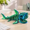 Creative Gift for Boys Girls 3D Printed Articulated Skeleton Shark Figurine, Pearlescent Flexible Joint Desktop Ornament Kids Bone Toy, Fidget