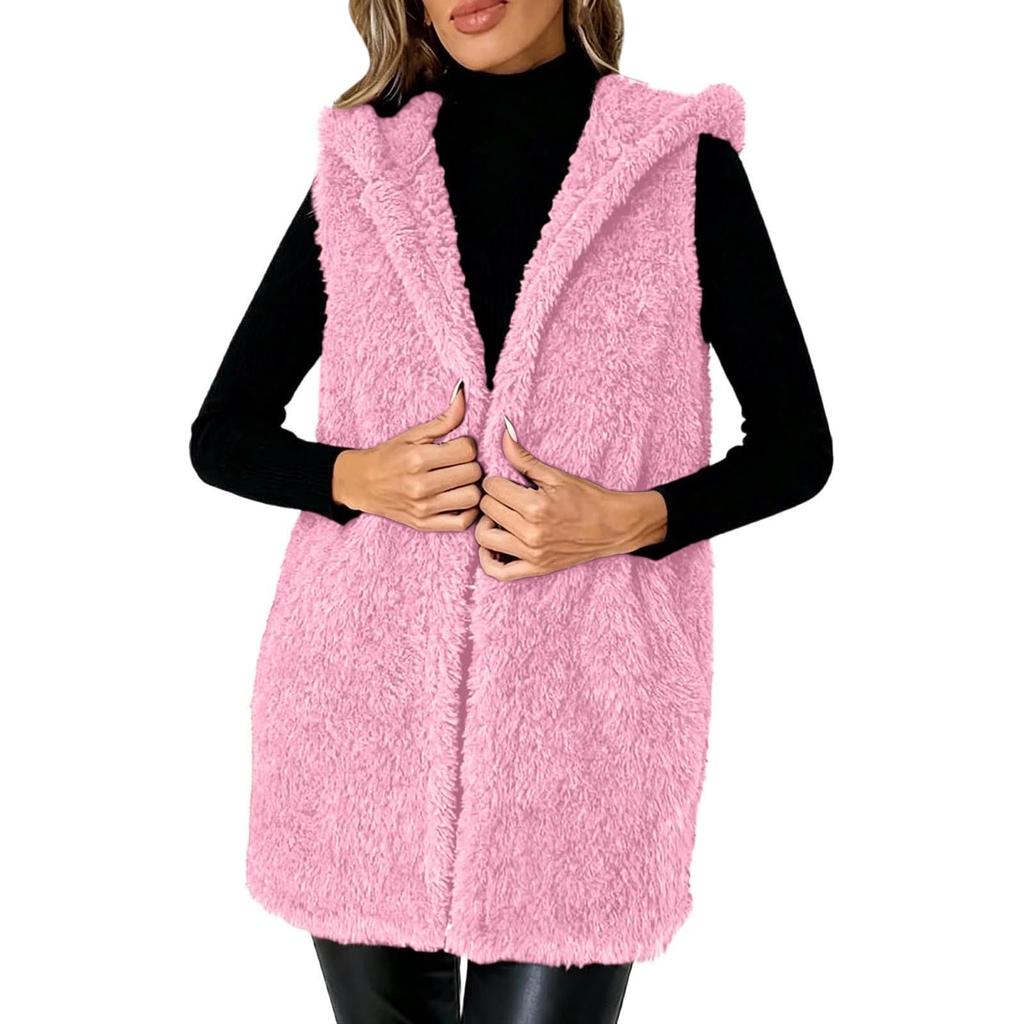 Women's Sleeveless Open-Front Fuzzy Vest Cozy Outerwear for Fall and Winter