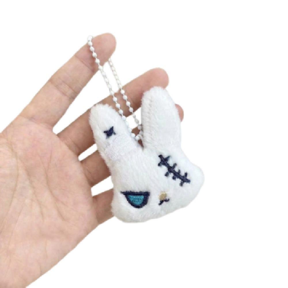 Cute Plush Rabbit Brooch Mini Wounded Rabbit Keyring Lightweight Fluffy Backpack Pendant Halloween White Keychain