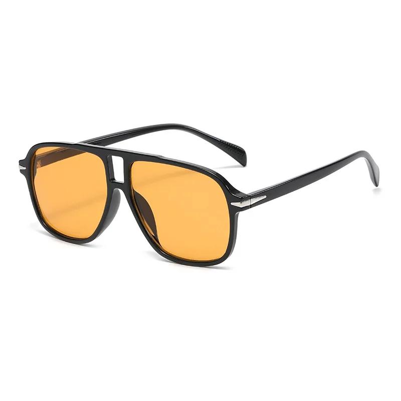 New Retro Men Pilot Sunglasses Fashion Square Double Bridges Oversized Frame Shades Uv400 Women Trending Sun Glasses