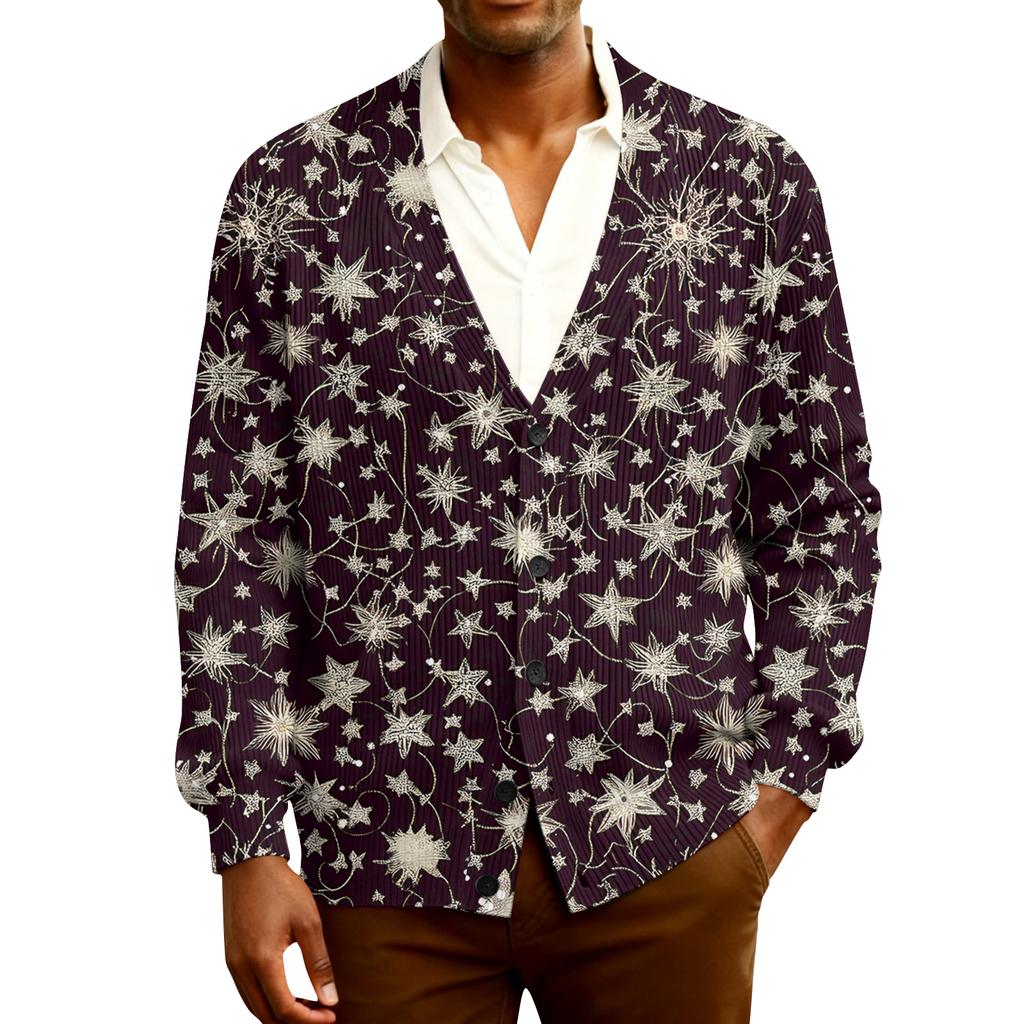 Ribbad långärmad kofta för män