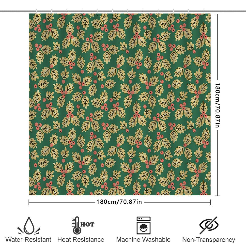 Botanical Shower Curtain Greenery Leaves Pattern Waterproof Fabric Decor Bathroom Set Vintage Farmhouse Rustic Home
