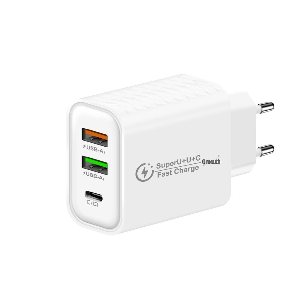Multi-port Type-C Phone Charger with EU/US/UK Plugs, Compatible with Apple, Xiaomi, Samsung Devices