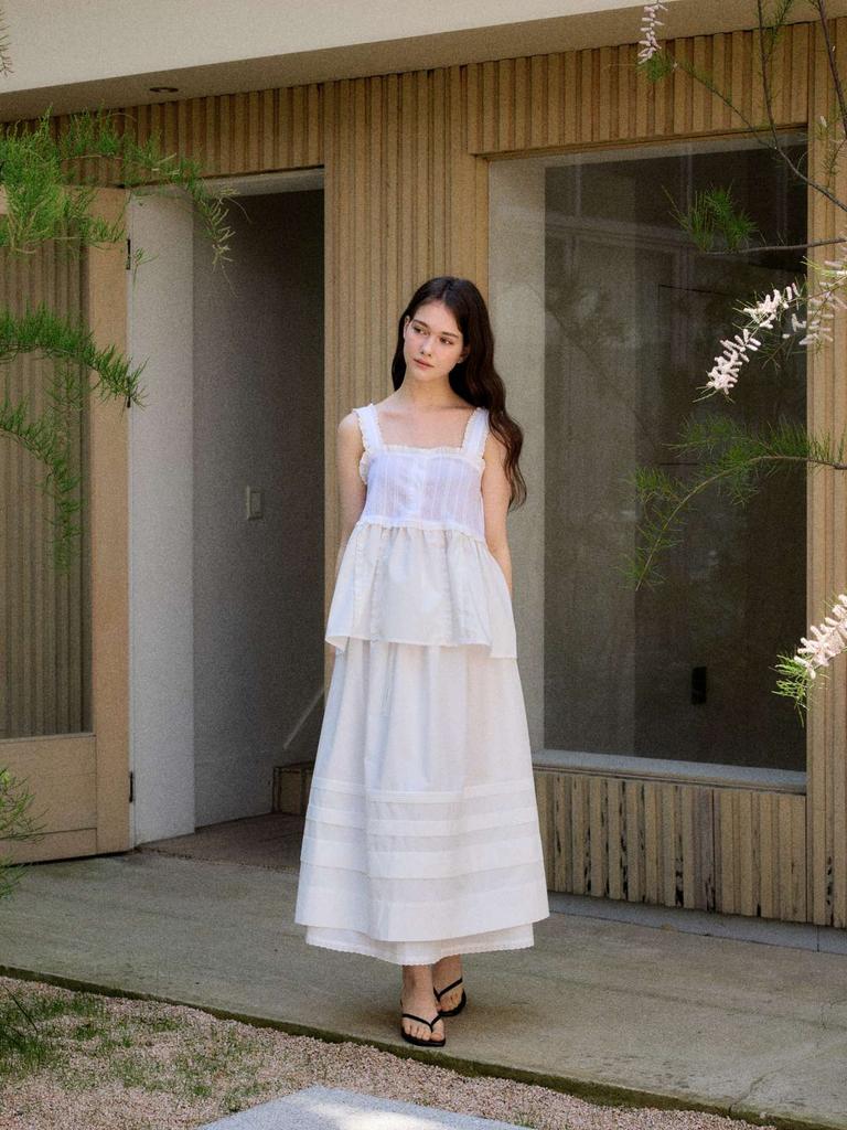 Endeopobeu Cotton Lace Sleeveless Top _ White Mix