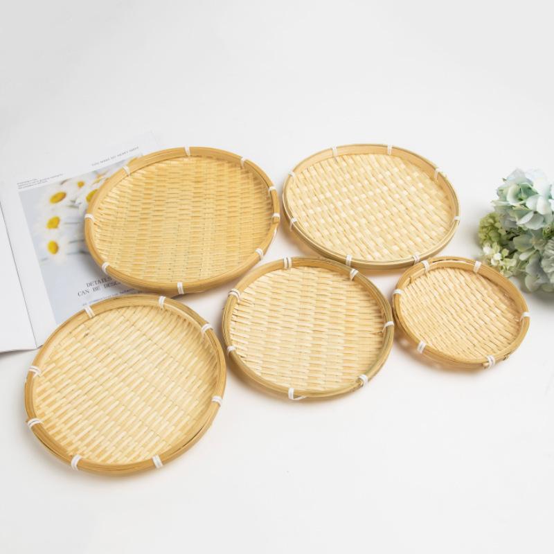 Hand-Woven Natural Bamboo Trays And Winnowing Baskets Are Suitable For Storing And Holding Food And For Home Decoration