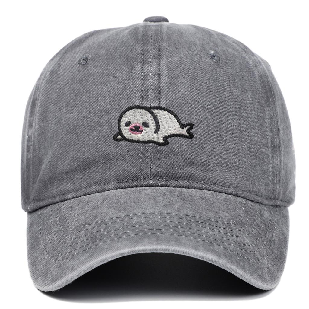 Sea Lion Pattern Vintage Wash Baseball Cap With Breathable Cotton For Travel