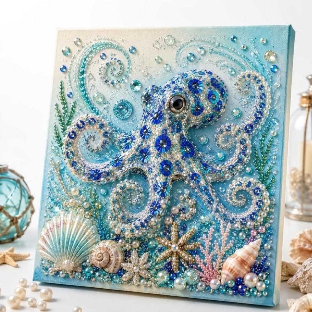 Coastal Style Ocean Theme Pearl Art DIY Kit Sparkling Ocean Art Set Wall Decoration