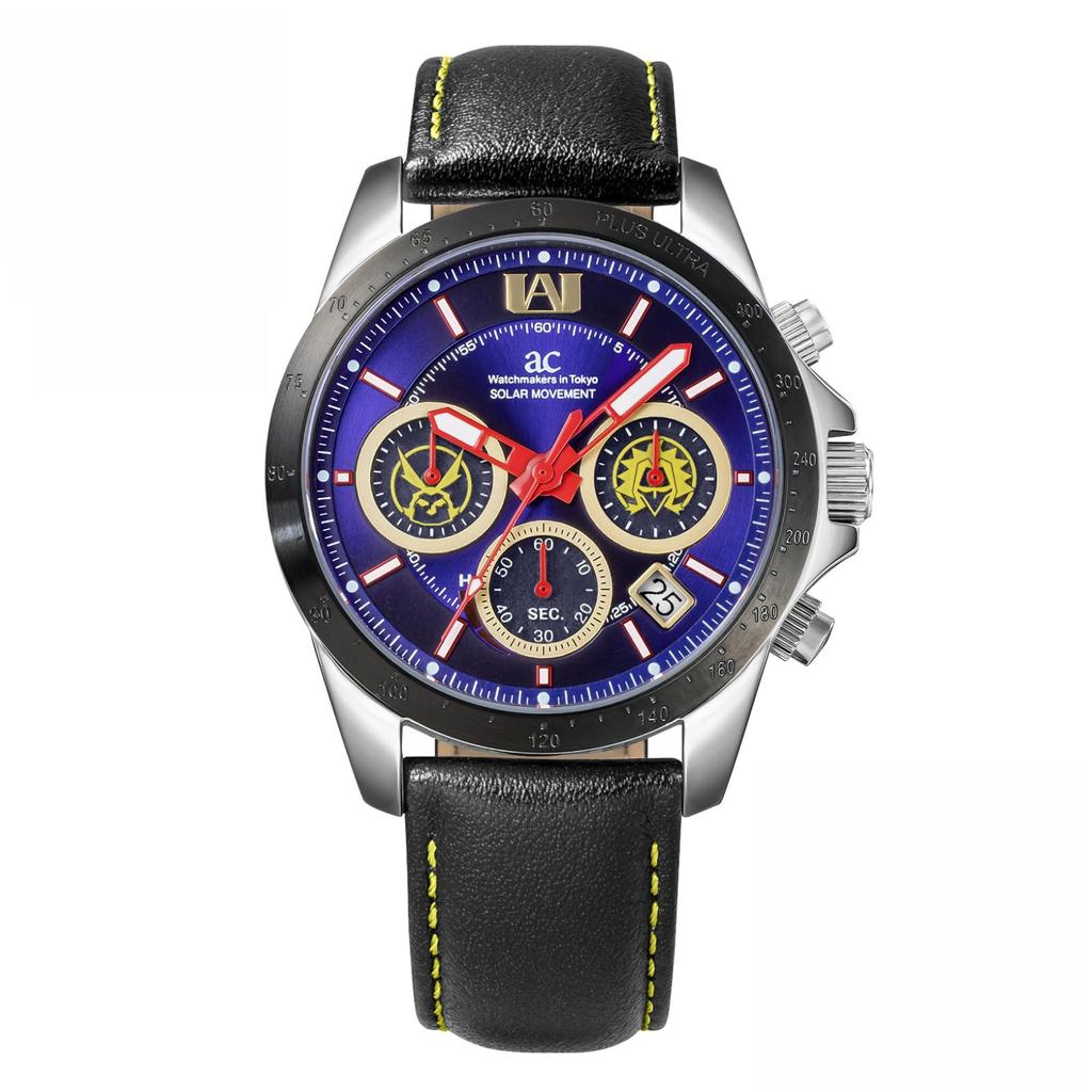AngelClover My Hero Academia Collaboration All Might Solar 10 ATM Water Mineral Purple Watch, Model, Battery, Resistance, Glass, Dial, HE40-AL, Men's