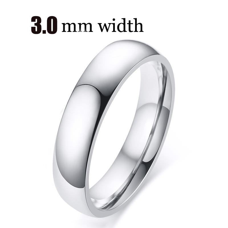 Classic Wedding Ring for Women Smooth Gold Color Stainless Steel Engagement Jewelry 2mm 4mm 6mm 8mm