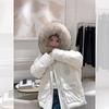 Sweet Cool Style Short Parka Coat Women Thick Fleece Lined Hooded Cotton Jacket With Badge Loose Fit Winter Outerwear