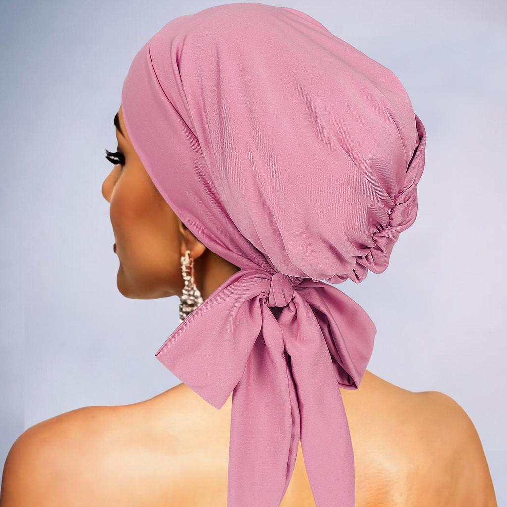 Turban Head Cover With Bow Tie Elastic Hat For Breathability