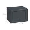 Relaxdays Coffre-fort avec clé, Panneton double, Fixation au mur ou au sol, petit coffre-fort, HLP: 17x23x17, gris foncé