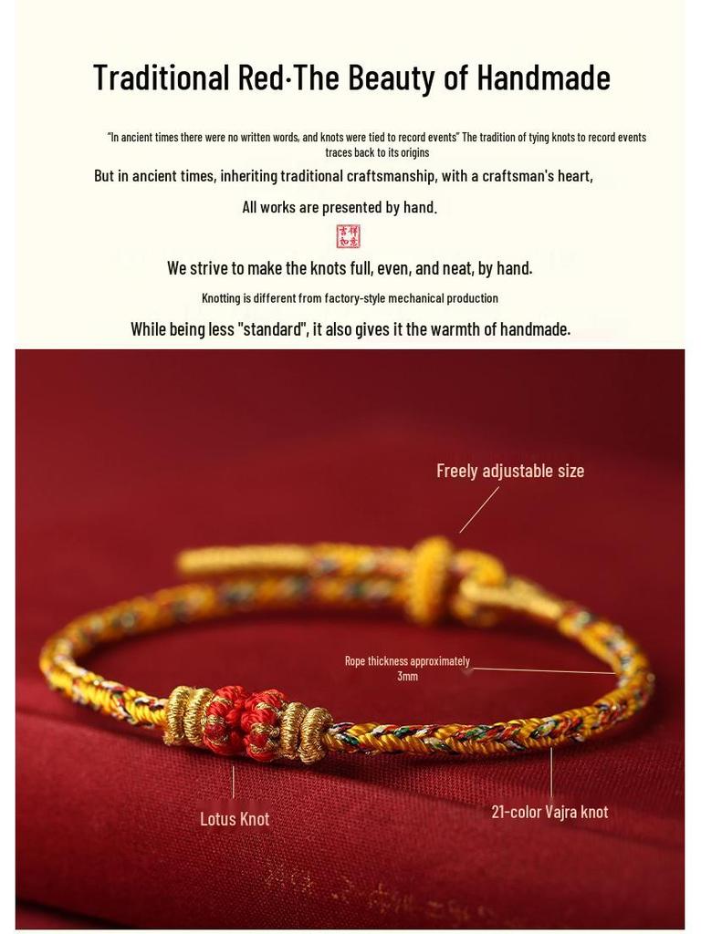 Handmade Year of the Dragon Zodiac Guardian Bracelet - Unisex Benmingnian Rope with Samantabhadra