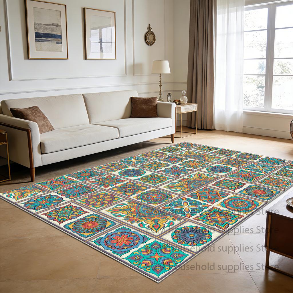 Colorful Ethnic Vintage Carpets Bohemian Living Room Decoration Large Area Rugs Washable Floor Fluffy Mat for Bedroom Bedside