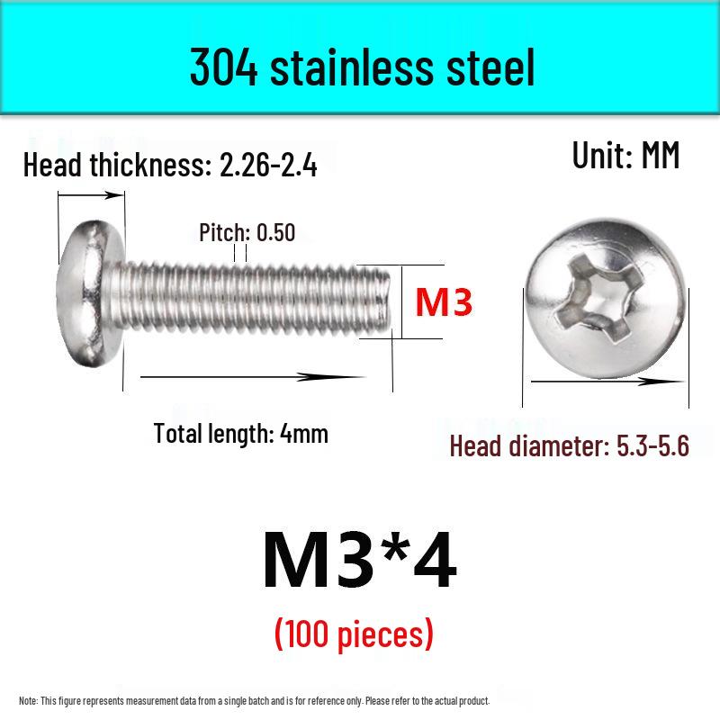 In-Stock 304 Stainless Steel Phillips Pan Head Machine Screw GB818