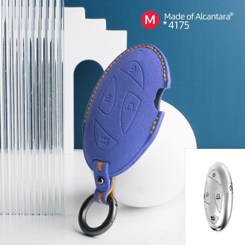 5 Buttons Car Key Case For Hyundai Grandeur Gn7 Kona Ev Ioniq 6 Auto Smart Remote Suede Keychain Cover Shell Accessories
