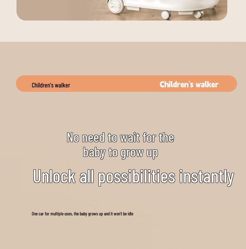 Two-in-One Baby Walker & Learning Push Car for Boys and Girls - Non-Slip, Anti-Tip Design