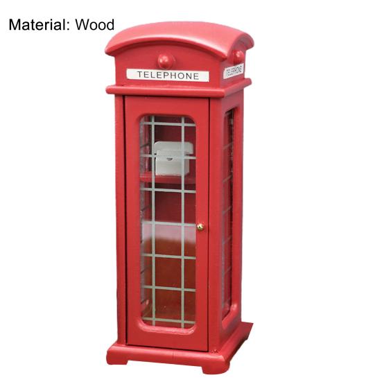 Model telefonní budky Zábavný Realistický Dřevěný Mini Domeček pro panenky Telefonní budka pro domeček pro panenky 1/12