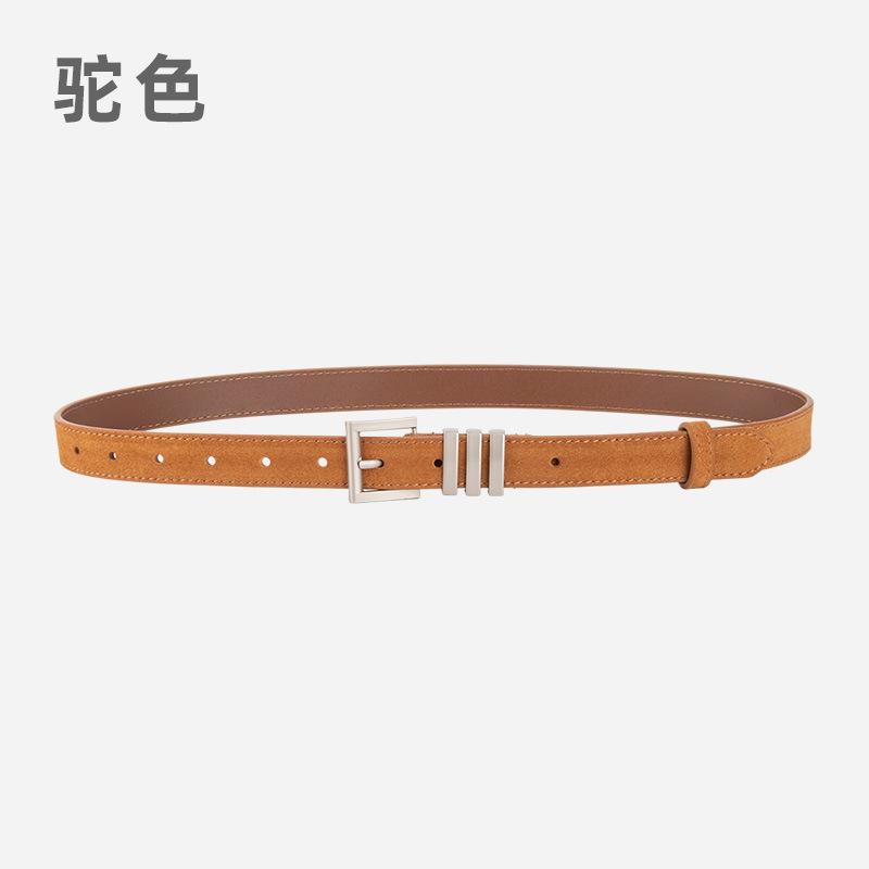 Ladies Premium Belt Dress Frosted Velvet Leather Decorative Vintage Belt Women'S