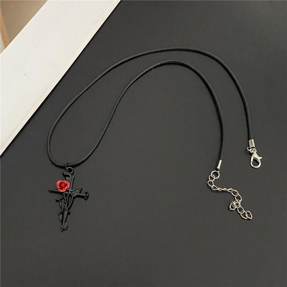 Men Necklace New Fashion Statement Male Female Necklace Rose Cross Spider Snake Pendant Pu Leather Chain Neck Zircon Wholesale