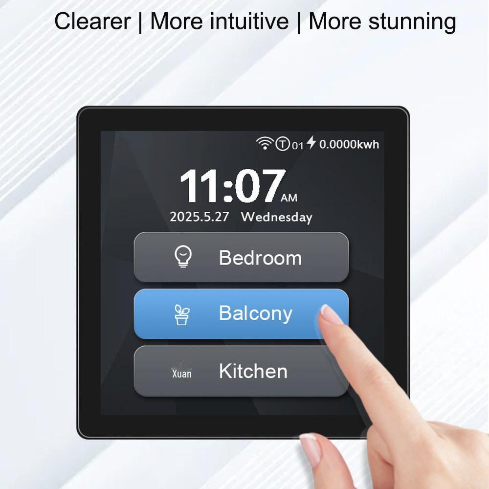 Graffiti Smart 4-inch Full Screen WiFi/Zigbee Switch: 1/2/3/4-Gang with Curtain Control ZigBee US White 110V