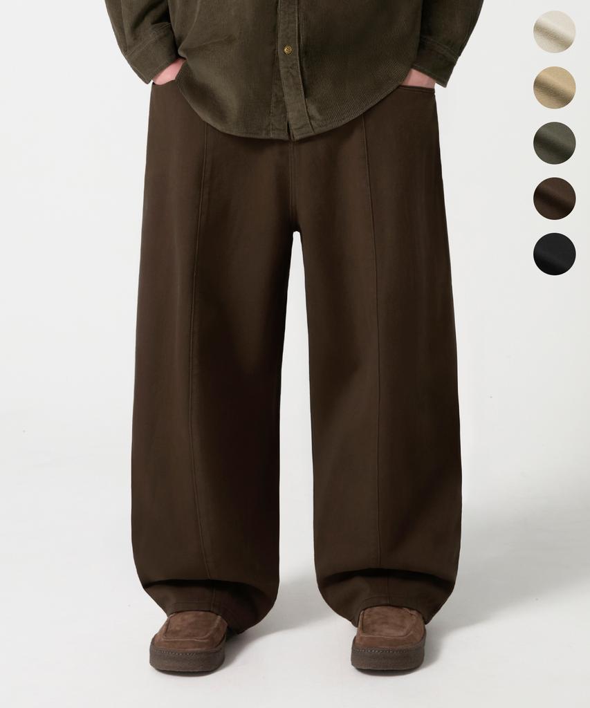 TRILLION [Special Feature] Curved Balloon Cut Cotton Pants_5 Colors