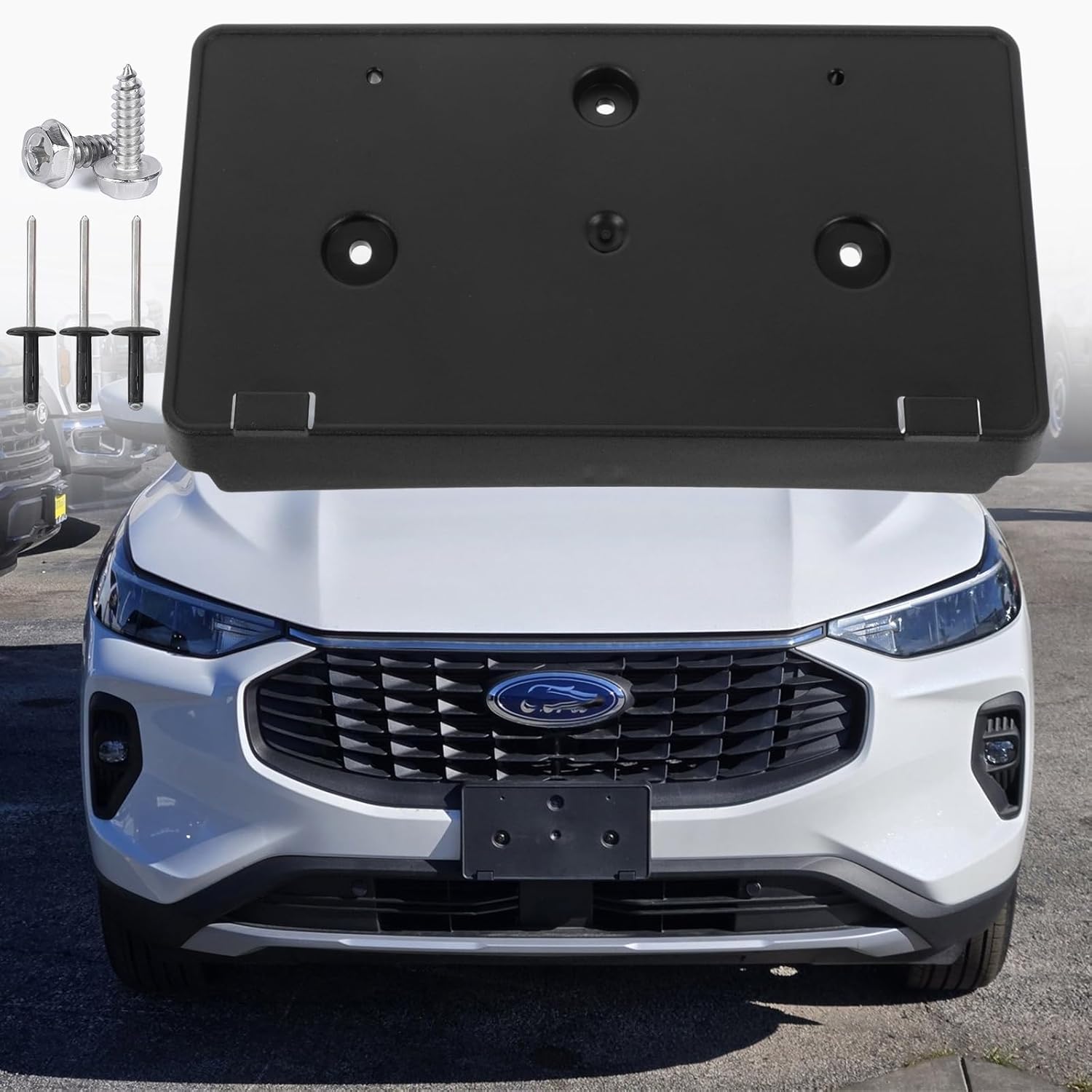 

FASTCHE Рамка для переднього номерного знака Сумісна з Ford Escape 2023 2024 2025 Передній бампер Тримач номерного знака Кріпильний кронштейн Кришка Замінити #