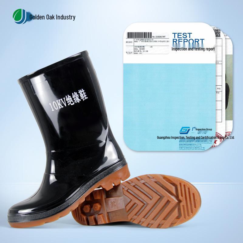 Golden Oak Insulated Waterproof Electrician Safety Boots, 10KV, Non-slip, Anti-leakage, Medium to High Protection.