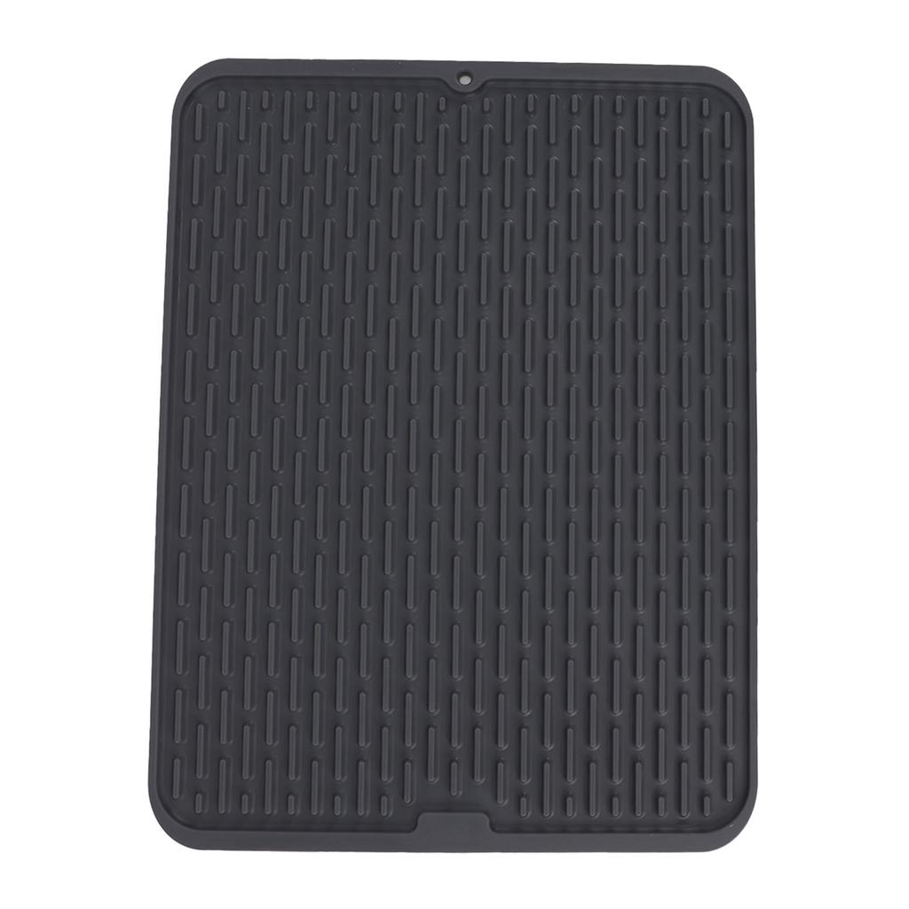 Rectangular Silicone Dish Drying Mat Heat Insulation Anti Slip Dish Drying Mat with Built In Drain Lip for Kitchen Counter Large Size