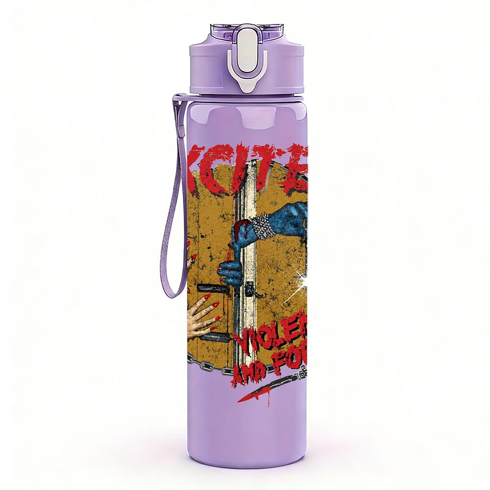 1PC Exciter Metal Band Retro Album Print 750ml Portable Sports Water Bottle Leakproof Travel Gym Drink Cup