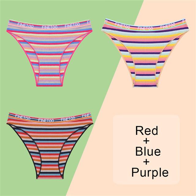 

3 шт./компл., хлопковые трусы, трусы для женщин, сексуальное нижнее белье в полоску с низкой посадкой, S-XL, бесшовные трусики, красочное женское нижнее белье S