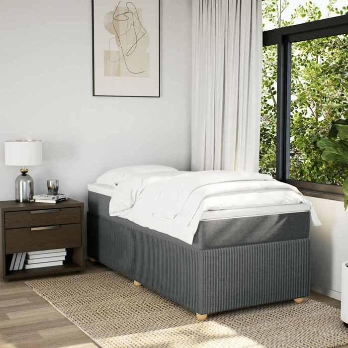 Maison Exclusive - Sommier à lattes de lit avec matelas Gris foncé 100x200cm Tissu