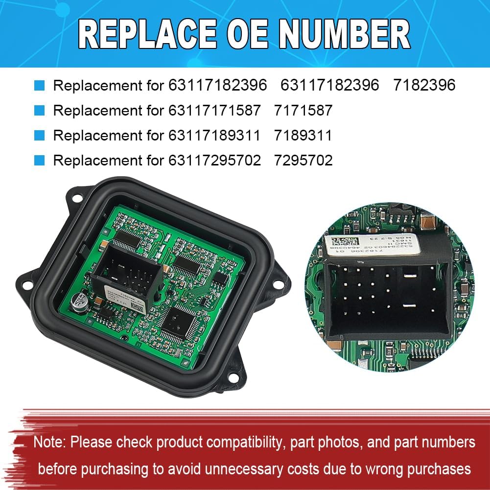 

Adaptive Headlight Module TMS Control Unit Replacement for 63117182396 63 11 7182396 Compatible with 2007-2012 BMW E90 E91 E92 E93 E70 E71 E89 328i