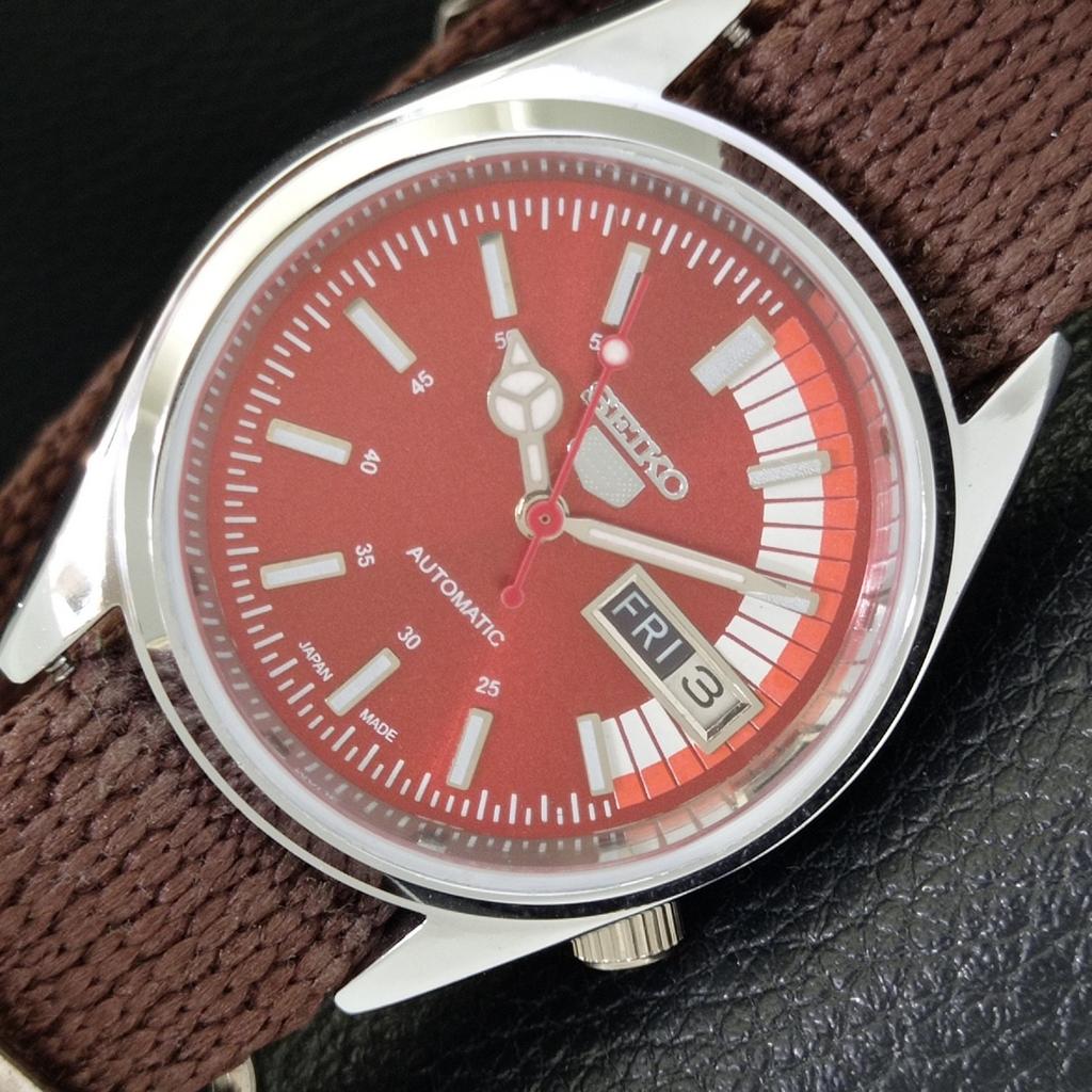

JAPAN VINTAGE REFURBISHED SEIKO 5 AUTOMATIC 6309A MENS RED DIAL WATCH a441150-4 Sk-a441150
