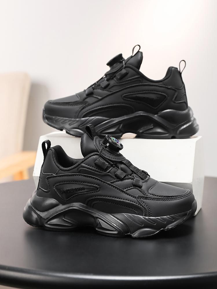 

All-Black Kids Rotary Buckle Dad Sneakers | Super Easy for Kids to Put On and Take Off, No Fatigue Even When Running and Jum 28 чорний