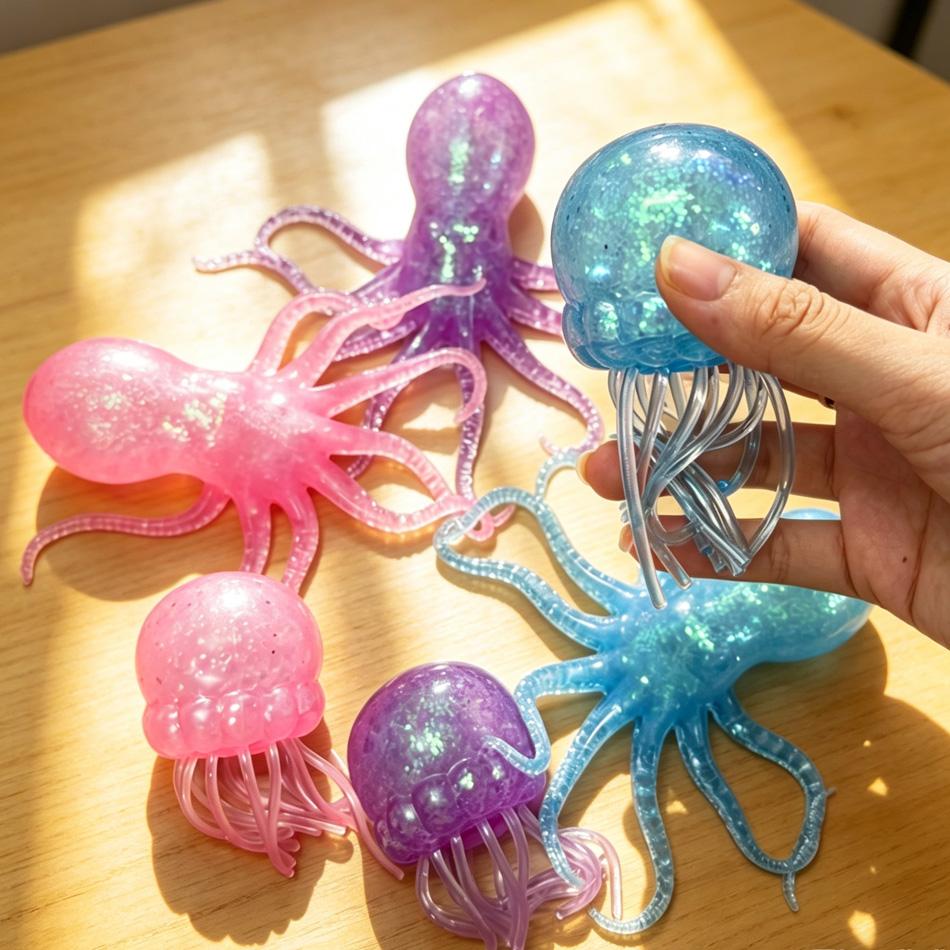 Bai Fen Bai Toys Realistic Giant Octopus Squishy Stress Ball With Bamboo Steamer Soft Tpr Dough Ball Decompression Fidget Toy Creative Funny Gift