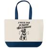 Large Blue Bottom Tote Bag I Can't I Prefer My Schnauzer I Can't Minimalist | Cotton Canvas 170 G/m² 27 L Pocket