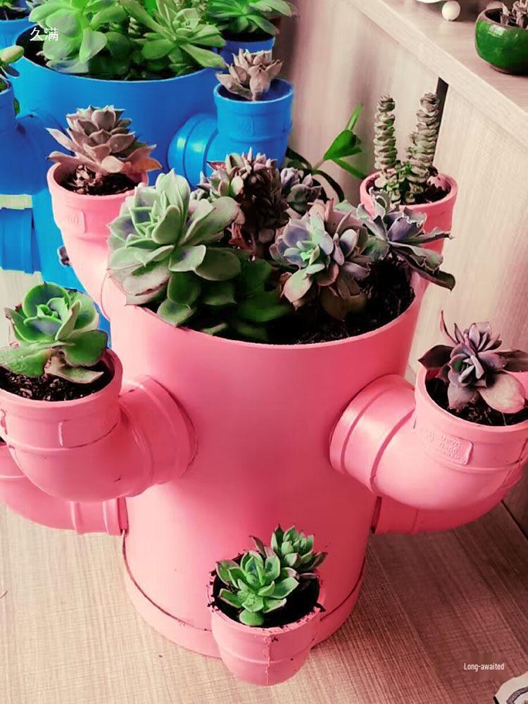 Handmade PVC Pipe Succulent Flower Stand: Multi-layer 3D Balcony Plant Shelf