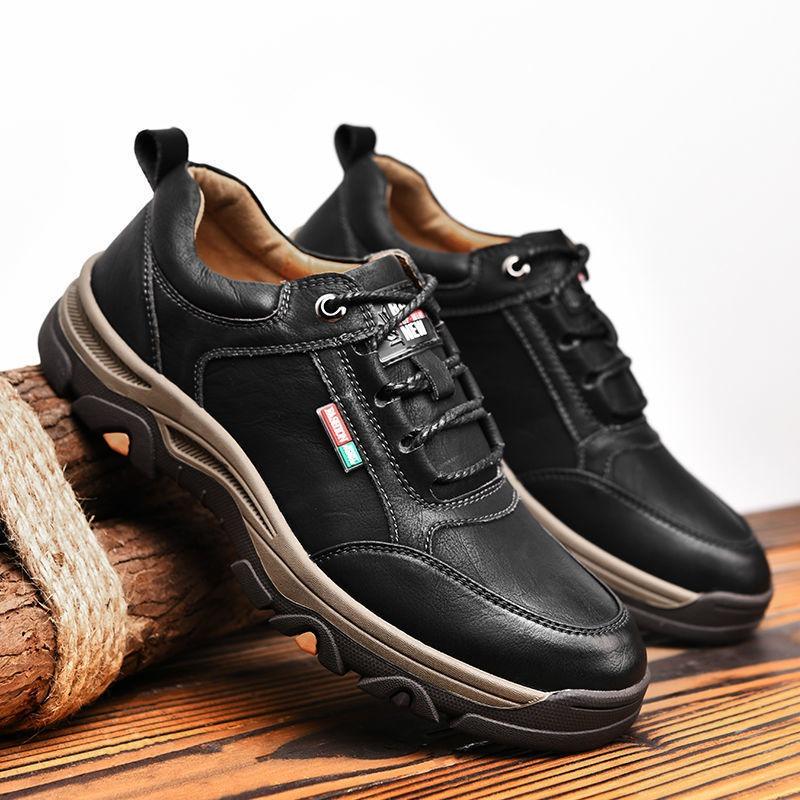 Casual Shoes Men's Spring New Low-top Lace-up Hiking Shoes British Business Leather Shoes Men's