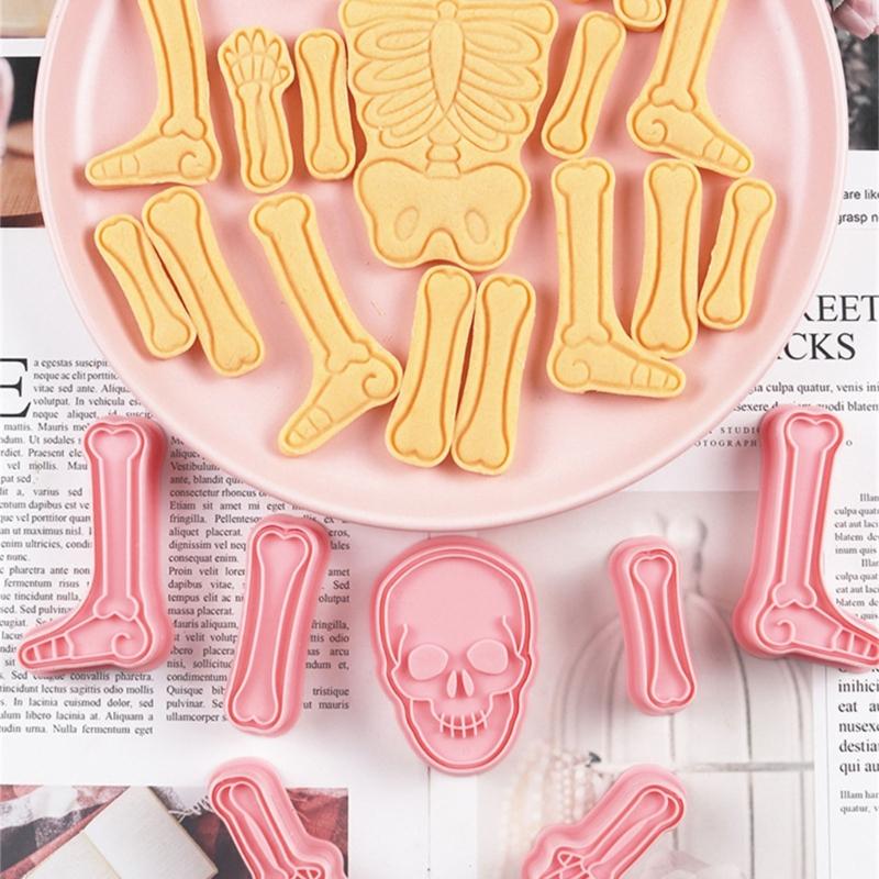 2er Set Keksstempel Halloween Skelett Keksausstecher Fondant Kekse Gebäck Ausstecher Backdekorationszubehör