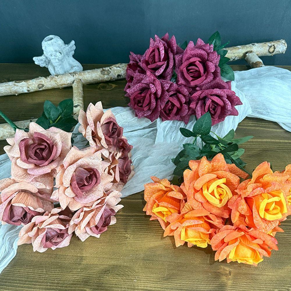 Multicolor Artificial Rose Flower DIY Accessories Faux Flower  Party Supplies