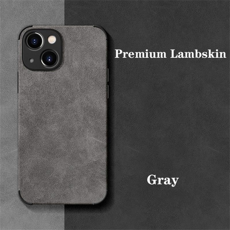 Lambskin Leather Case For iPhone 16 15 Pro Max 13 12 Pro 14 11 XR X 8 7 Matte Soft Solid Color ShockProof Cover