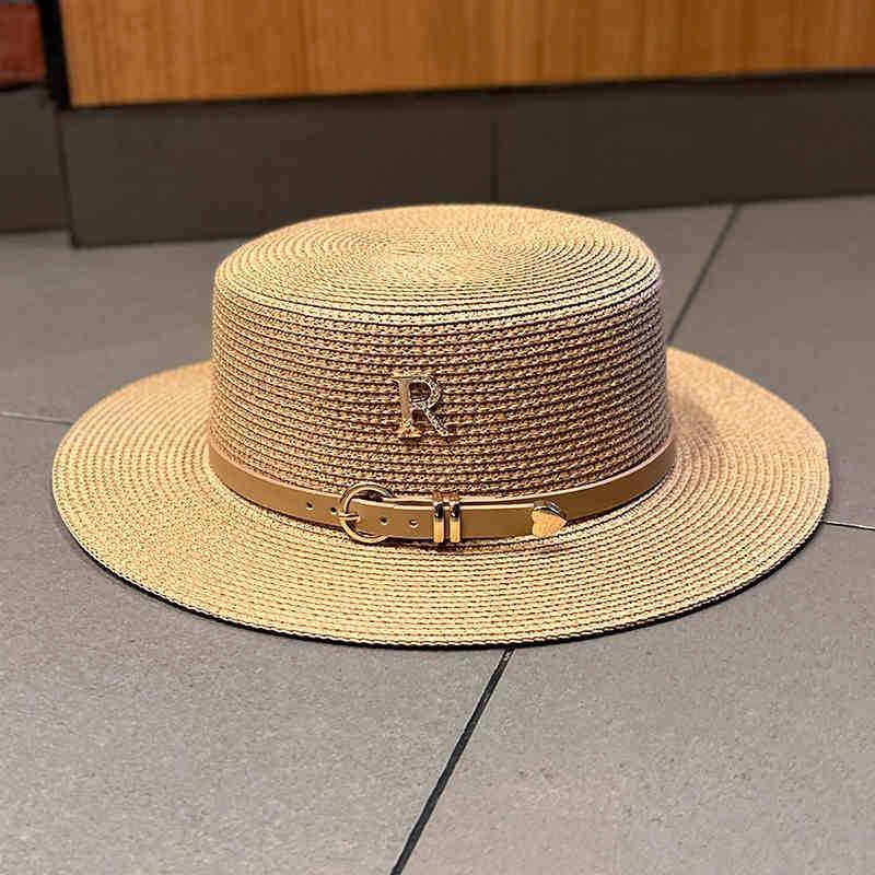 French Hat, Women's Summer Hat, Large Brim, Beach Sunscreen, Sunshade, Straw Hat, Versatile Flat Top Sun Hat