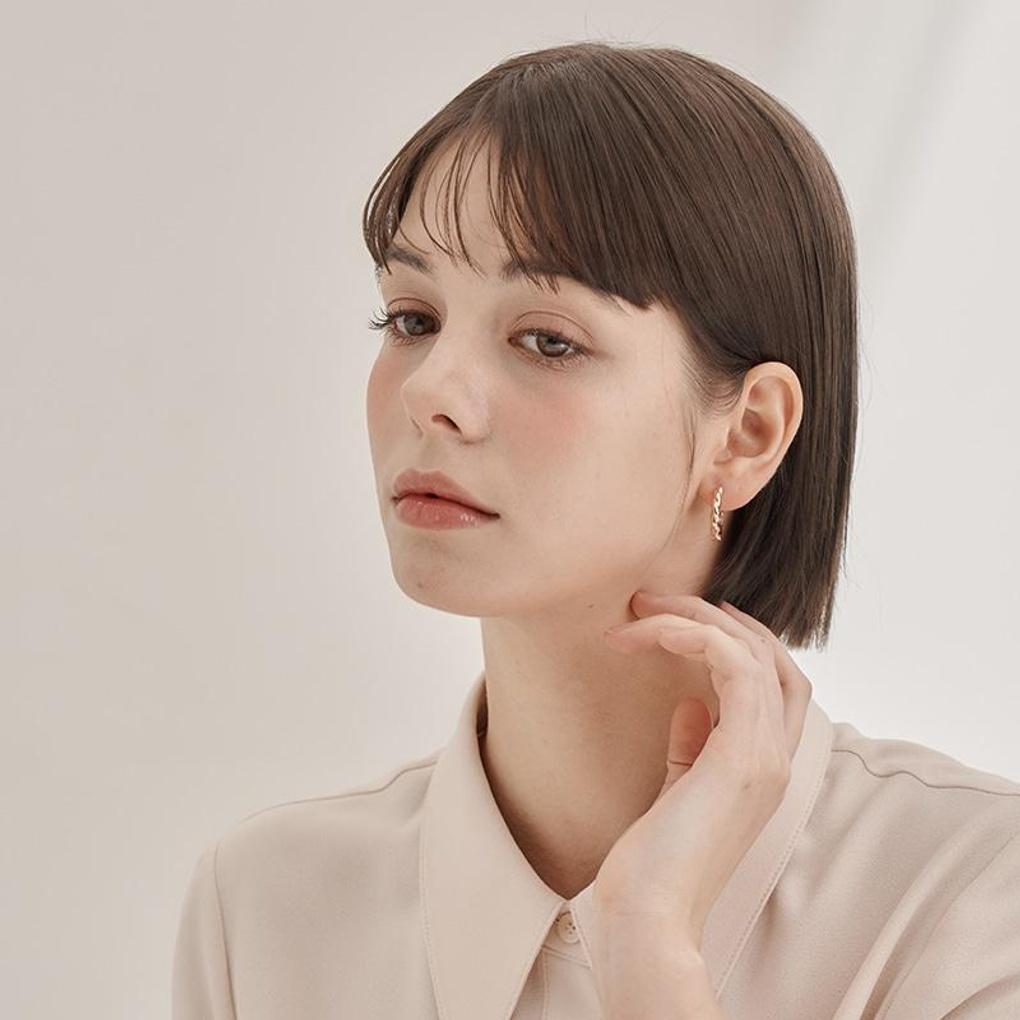 [ELLE Jewelry] 14K GF Twisted Round One-Touch Earrings ELGPEE557