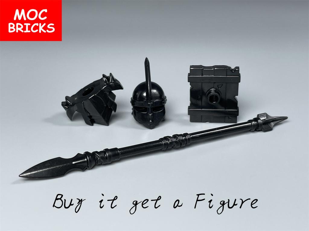Einzelner MOC Baustein Schwarzer Goldener Rüstungswarrior Mittelalterliche Ritter Rom Waffe Actionfigur Pädagogischer Baustein Geschenke