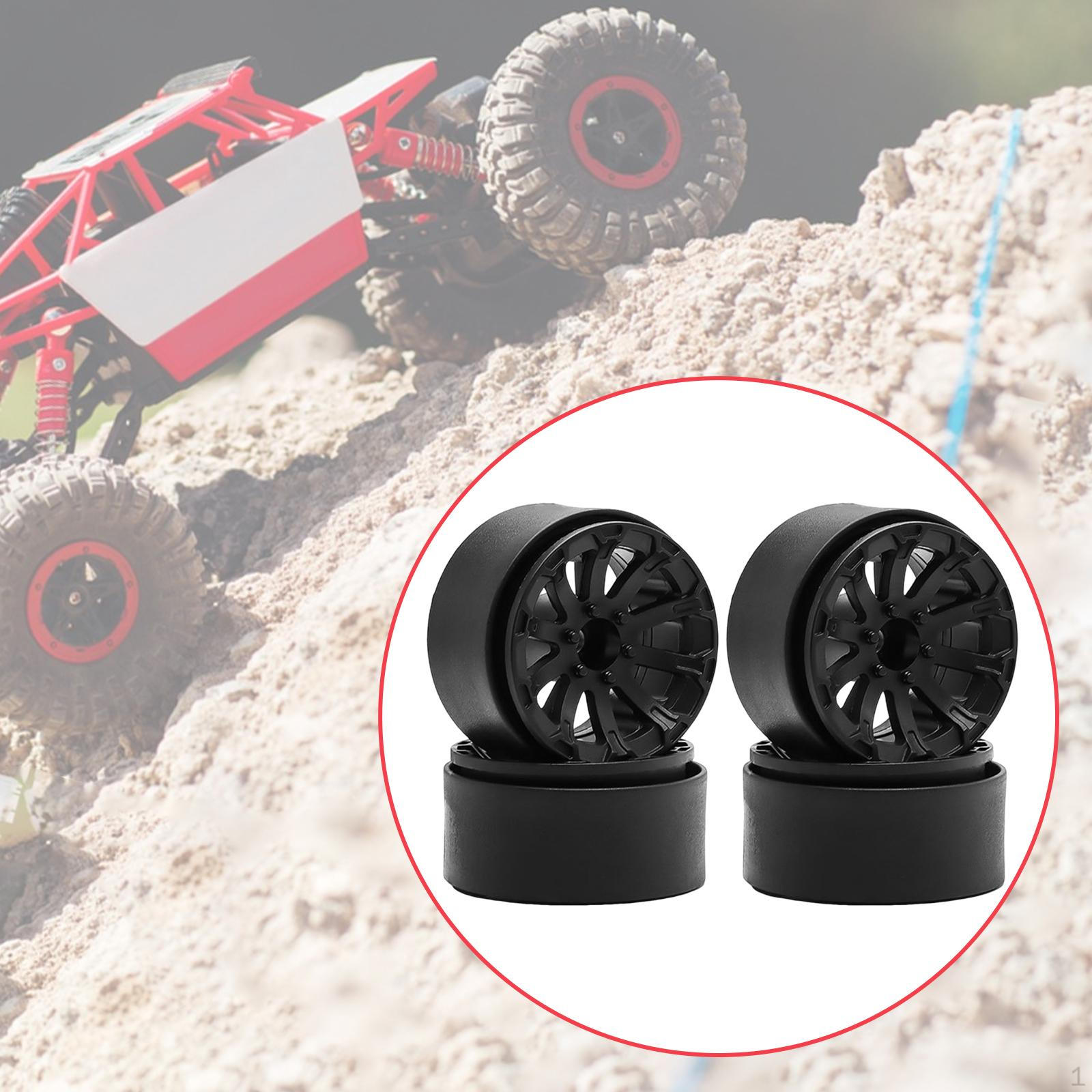 

4 Pieces Wheel Rims Hubs High Performance Replacement 1.9 inch Tire Spoke for 1:10 1:12 чорний